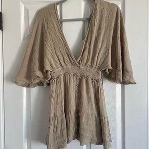 VICI tan flutter sleeve/skirt romper